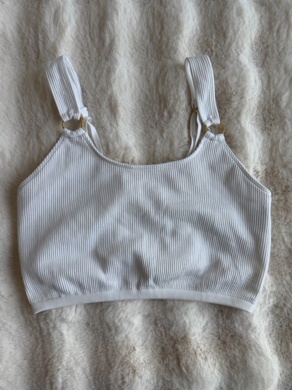 🆕 Aerie | White Ribbed Tank Top - Size L.